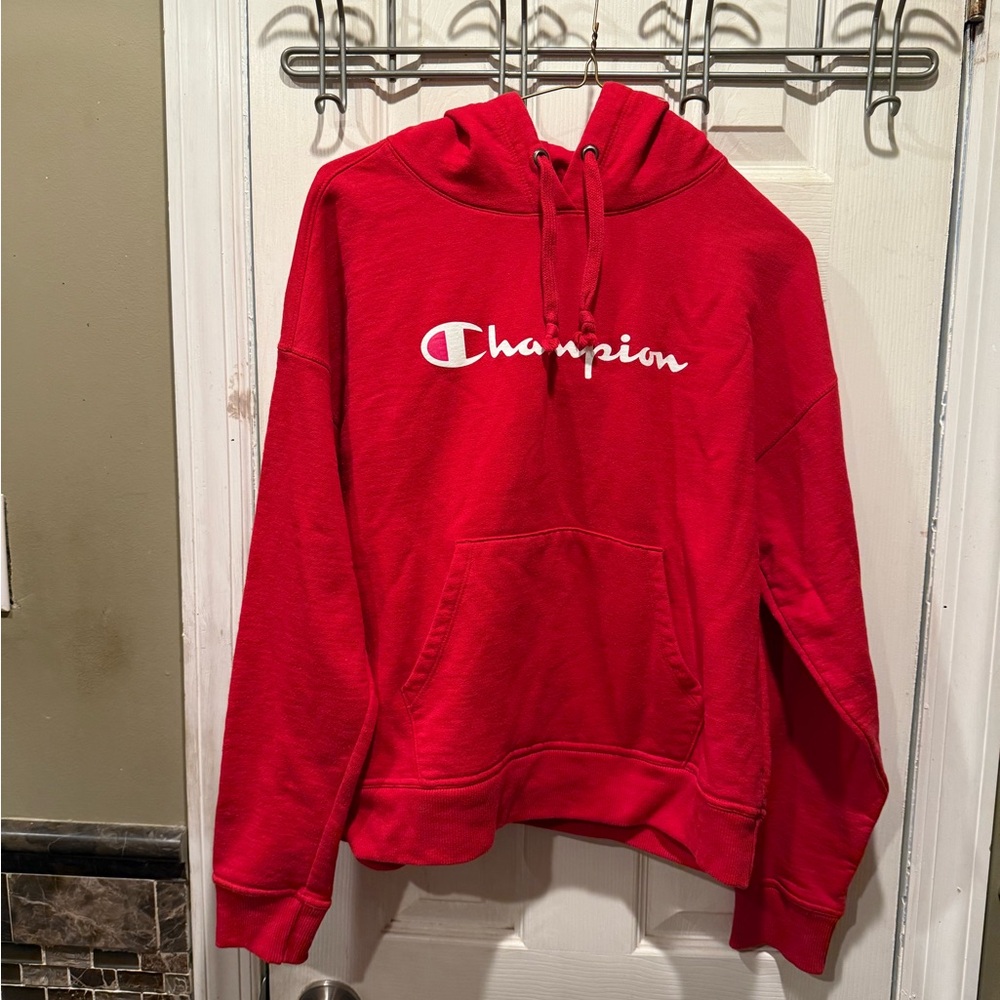 Champion Bold Red Pullover Hoodie - Size Small